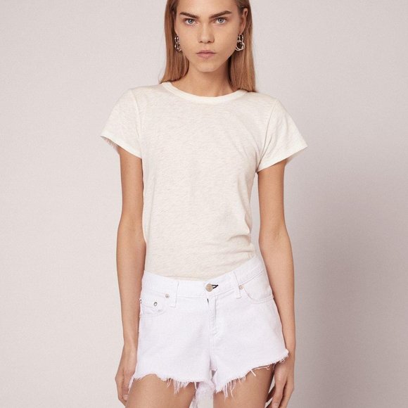 Rag & Bone White Denim Frayed Hem Cut-Off Jean Shorts Size 24 - Picture 1 of 7